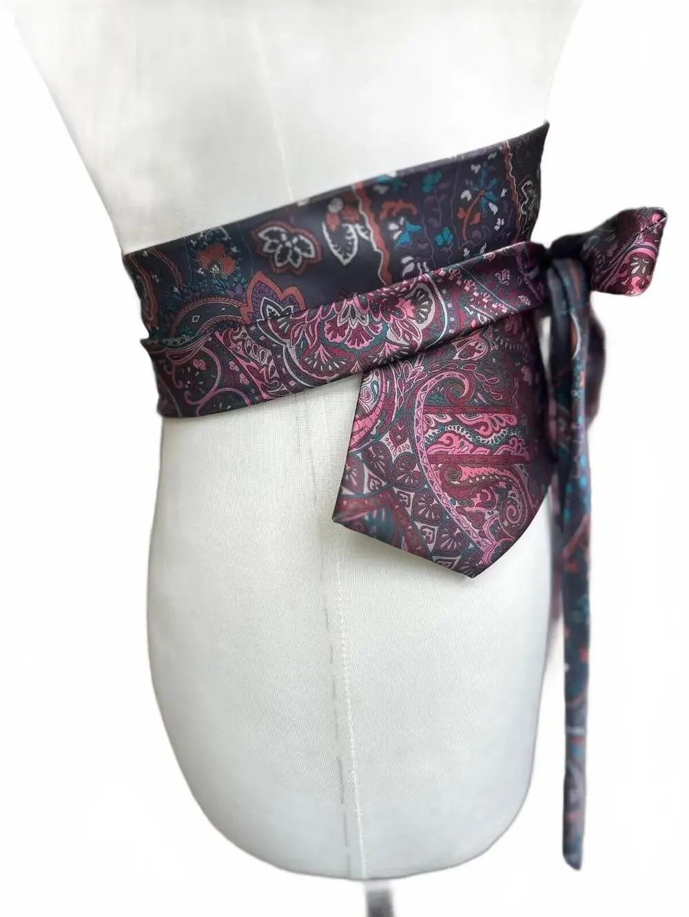 Upcycled Silk Necktie Obi Belt | Handmade Corset Style Belt | One-of-a-Kind | OS